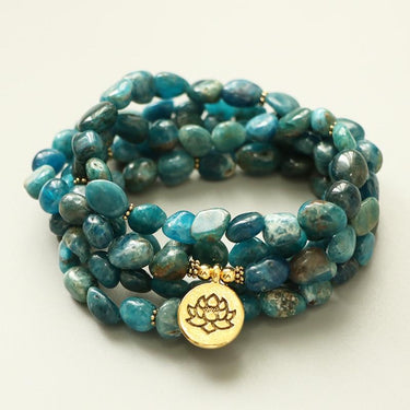 108 Unshaped Natural Apatite Stone Beads Mala Lotus Bracelet-Your Soul Place